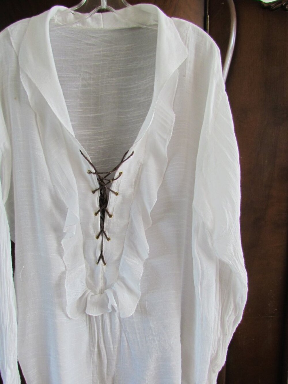 MEN'S PIRATE SHIRT w CRISSCROSS LACING, LIGHTWEIGHT & COMFORTABLE, L, 46" CHEST